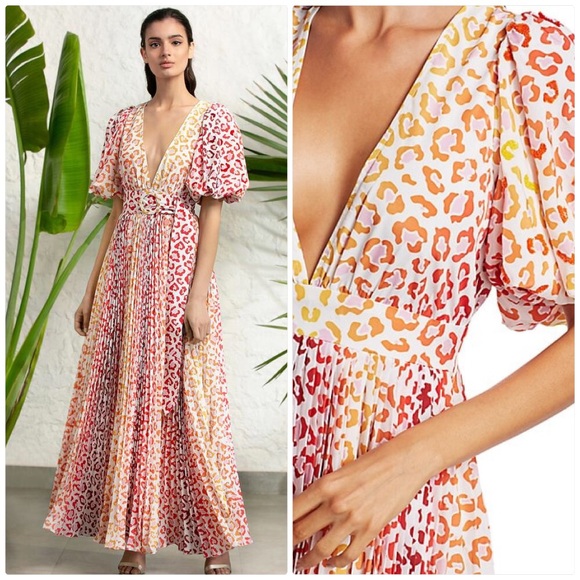 NWT ROCOCO SAND AVANA LEOPARD MAXI PLEATED DRESS - Picture 12 of 16